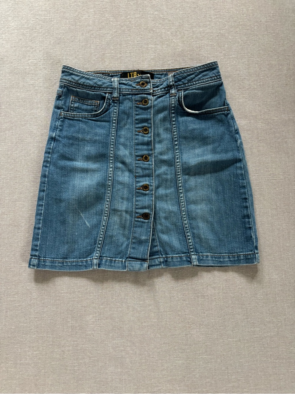 LTB retro a-line button front denim jean skirt XS